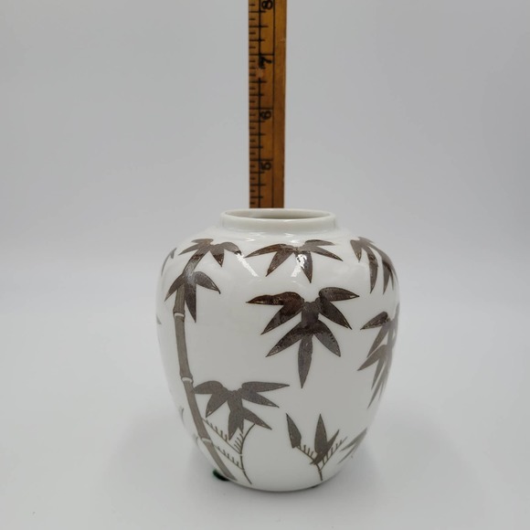 Art Pottery Stoneware Vase With Bamboo Print Clear Glaze - Picture 8 of 8